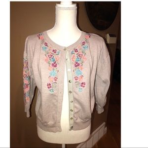 Sundance light grey embroidered cardigan - L
